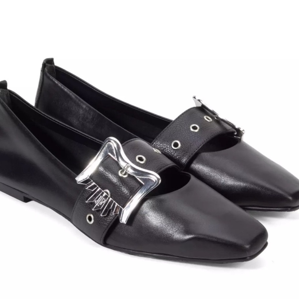 John Fluevog Misty Black Leather flats 9.5 (runs small)